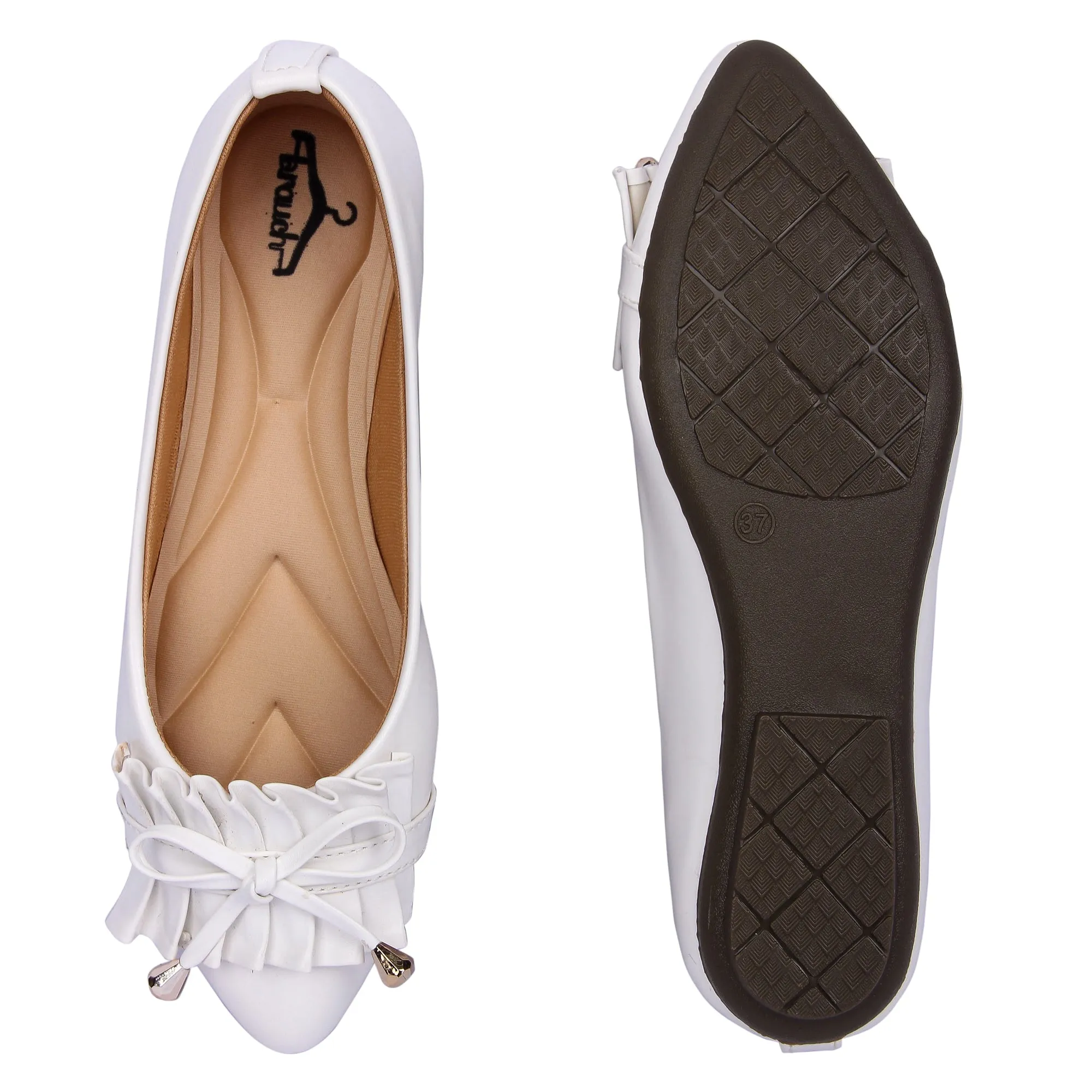 Brauch White Frill Bow Ballarines