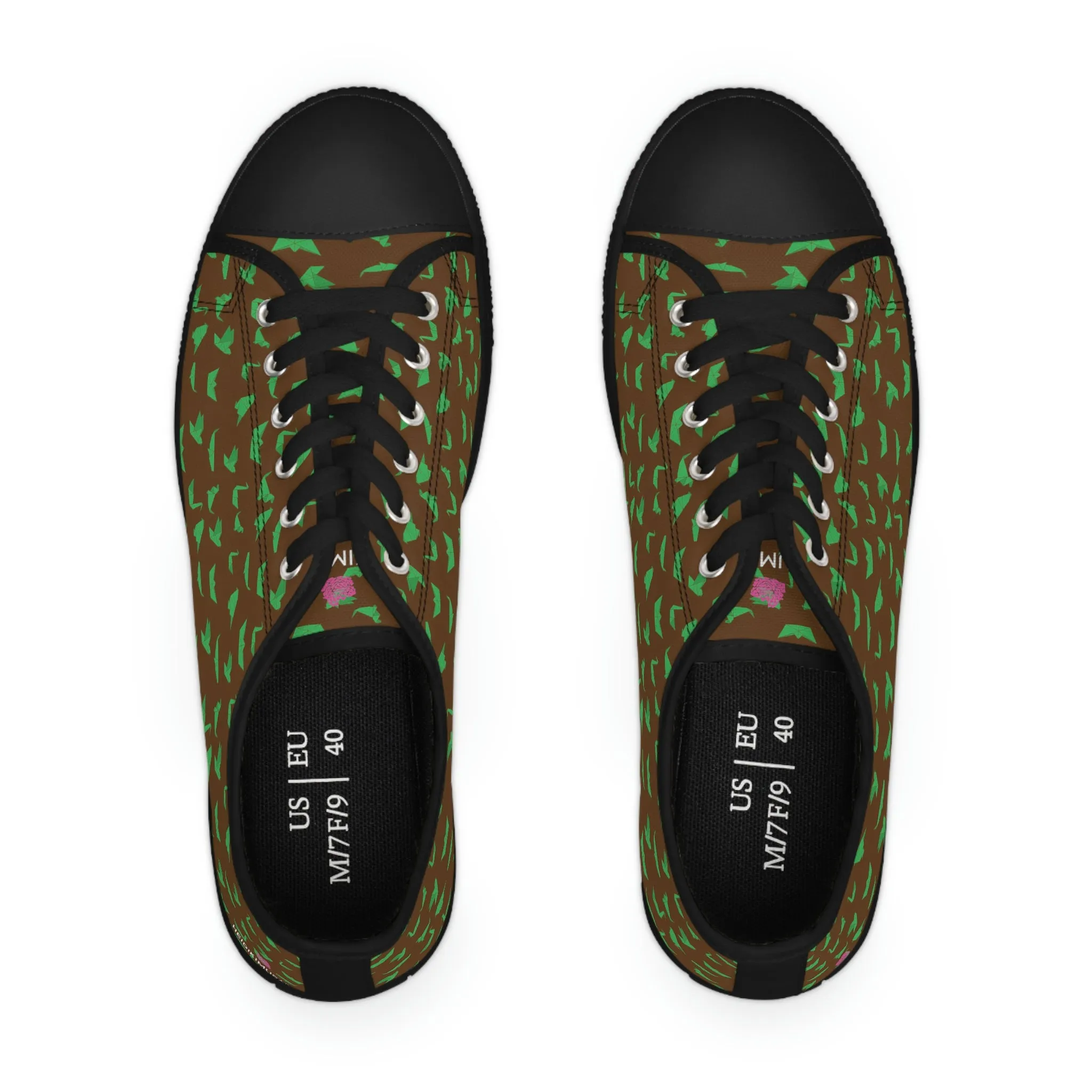 Brown Green Cranes Ladies' Sneakers, Women's Low Top Sneakers Best Quality Women's Canvas Sneakers (US Size: 5.5-12)