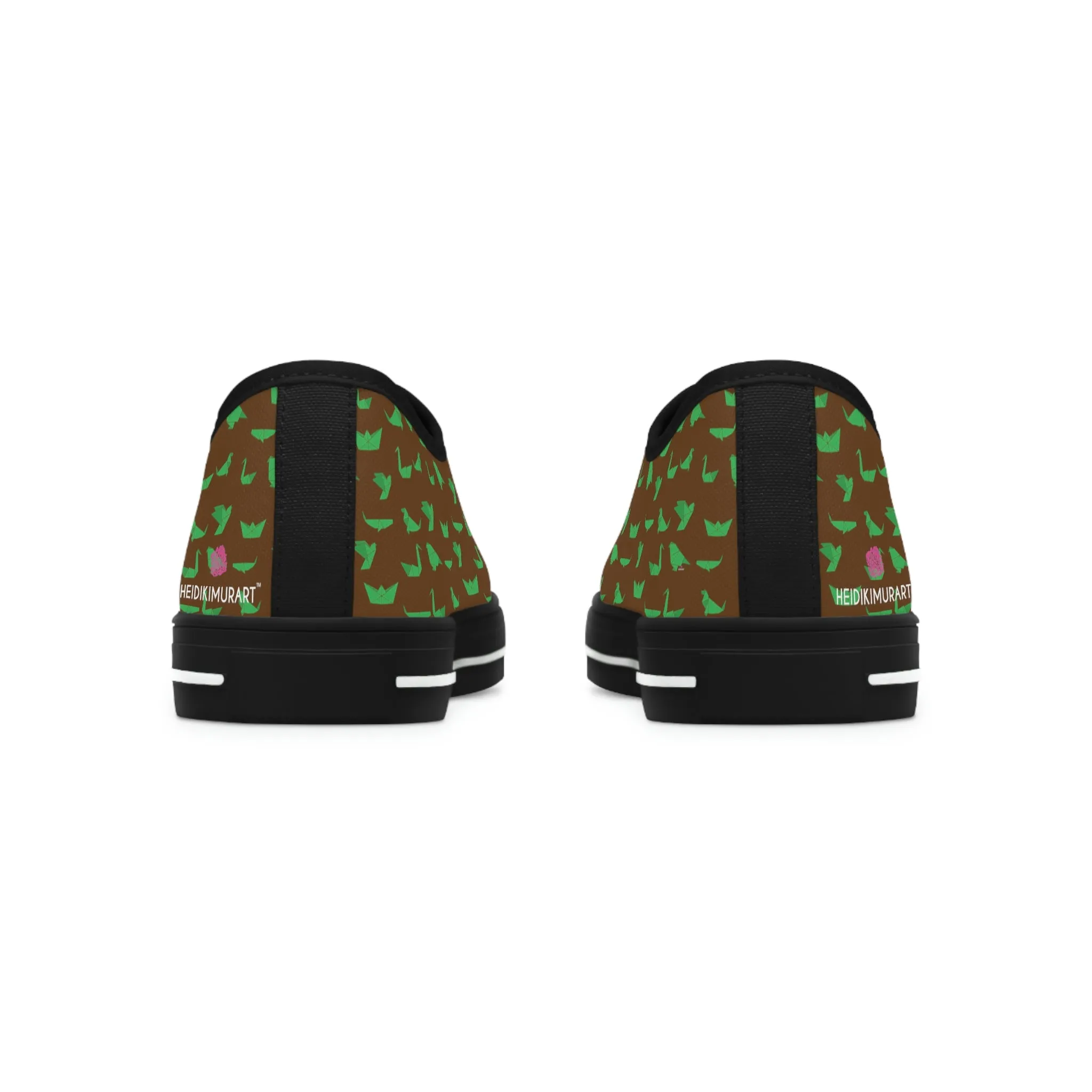 Brown Green Cranes Ladies' Sneakers, Women's Low Top Sneakers Best Quality Women's Canvas Sneakers (US Size: 5.5-12)