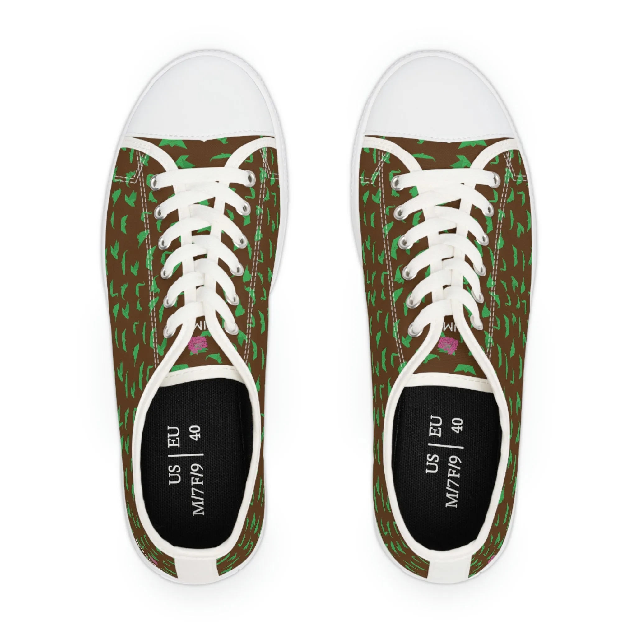 Brown Green Cranes Ladies' Sneakers, Women's Low Top Sneakers Best Quality Women's Canvas Sneakers (US Size: 5.5-12)