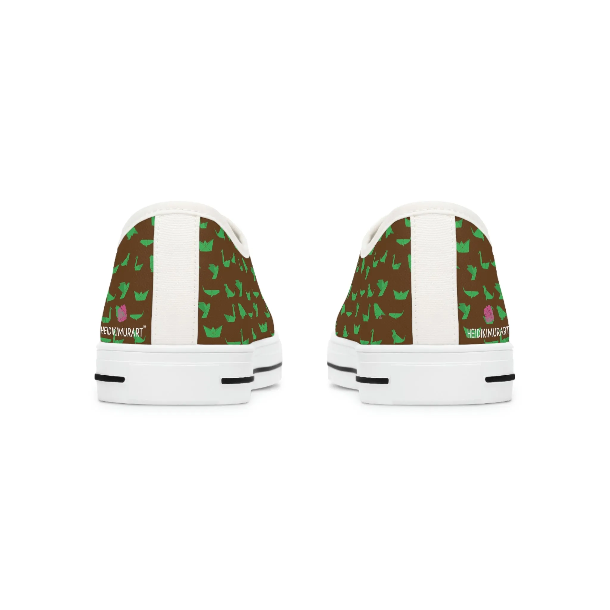 Brown Green Cranes Ladies' Sneakers, Women's Low Top Sneakers Best Quality Women's Canvas Sneakers (US Size: 5.5-12)