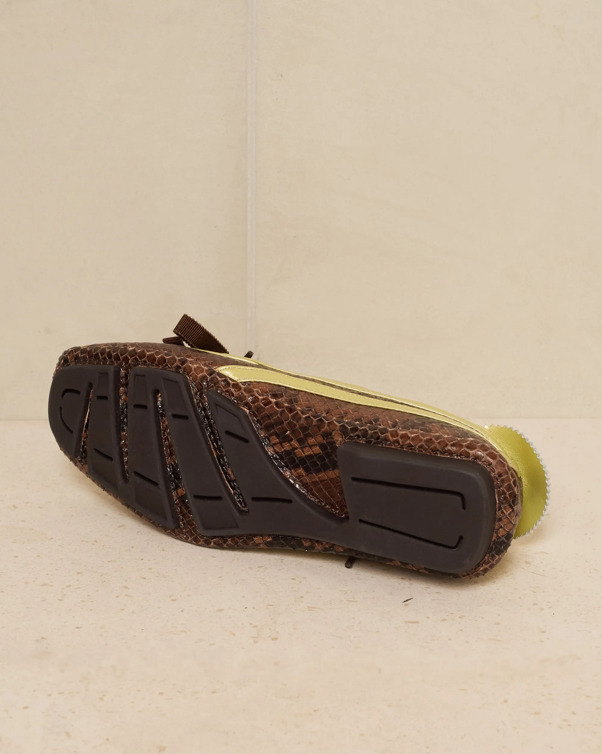 Brown Python Lella Hybrid Ballerina Shoe