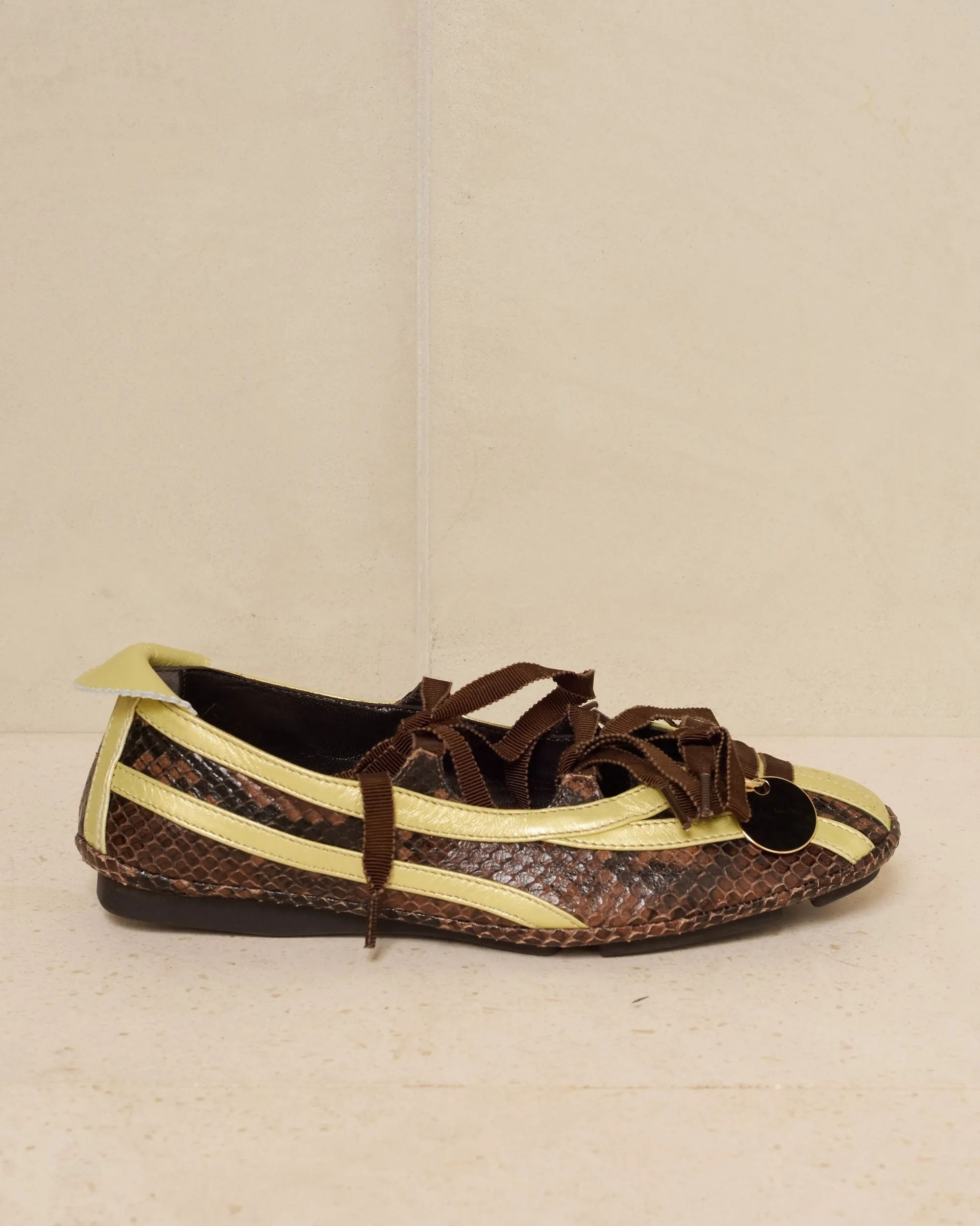 Brown Python Lella Hybrid Ballerina Shoe