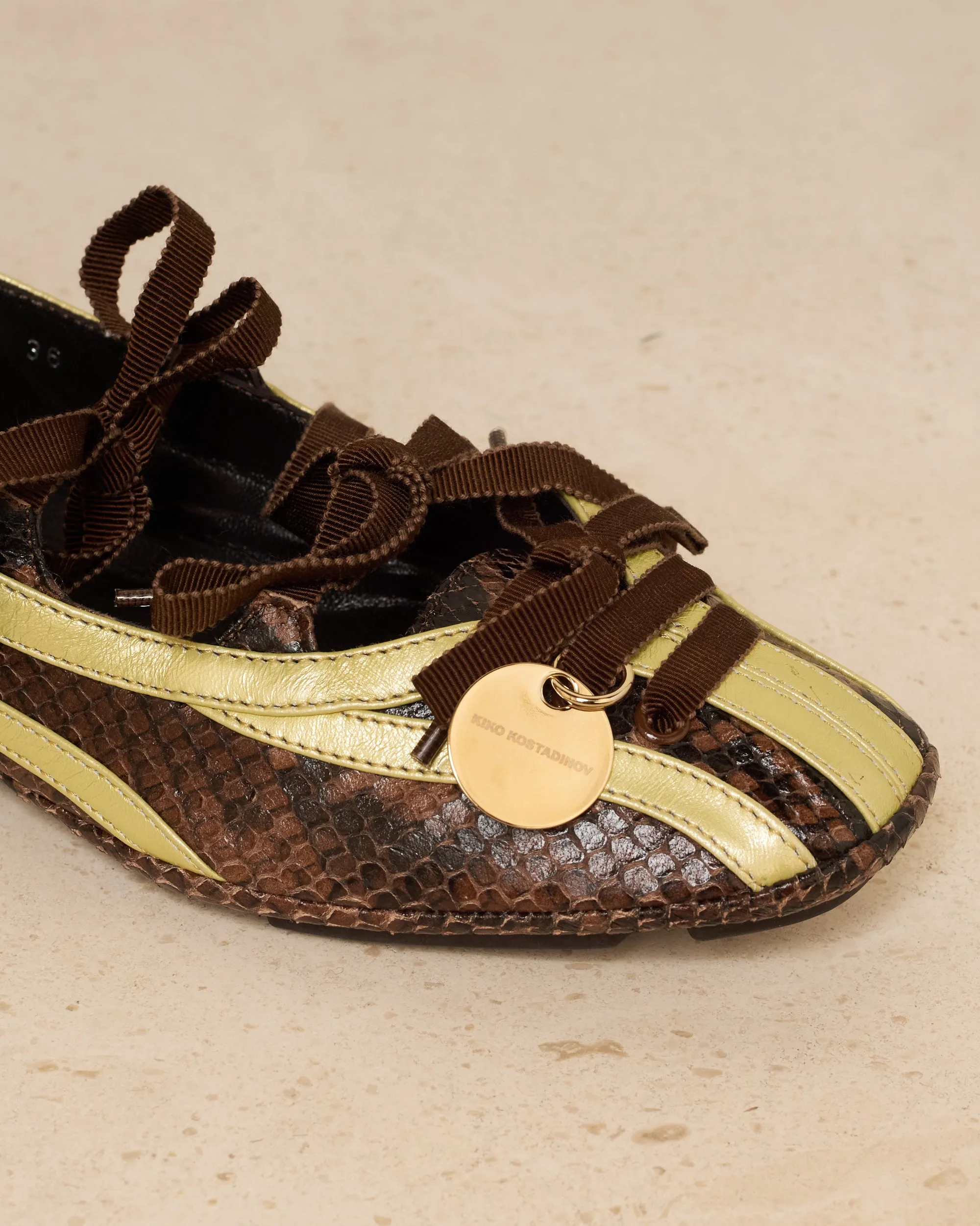 Brown Python Lella Hybrid Ballerina Shoe