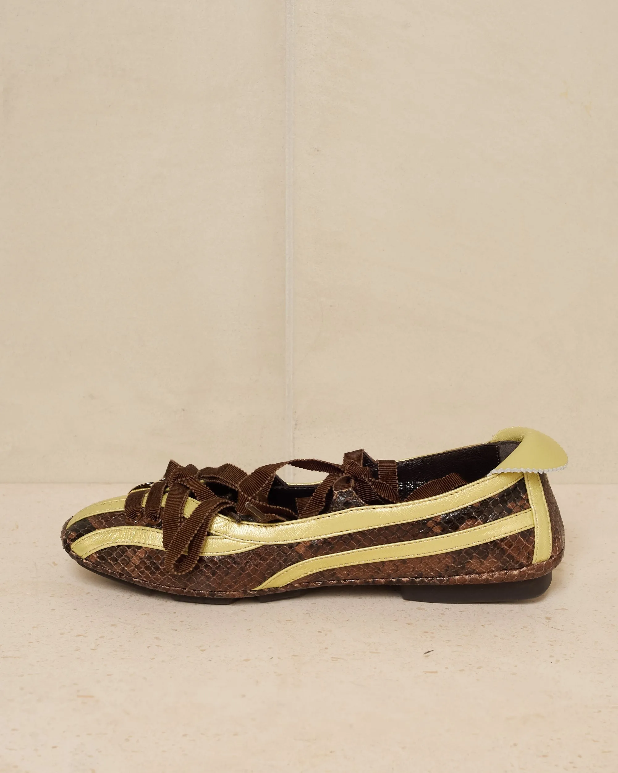 Brown Python Lella Hybrid Ballerina Shoe