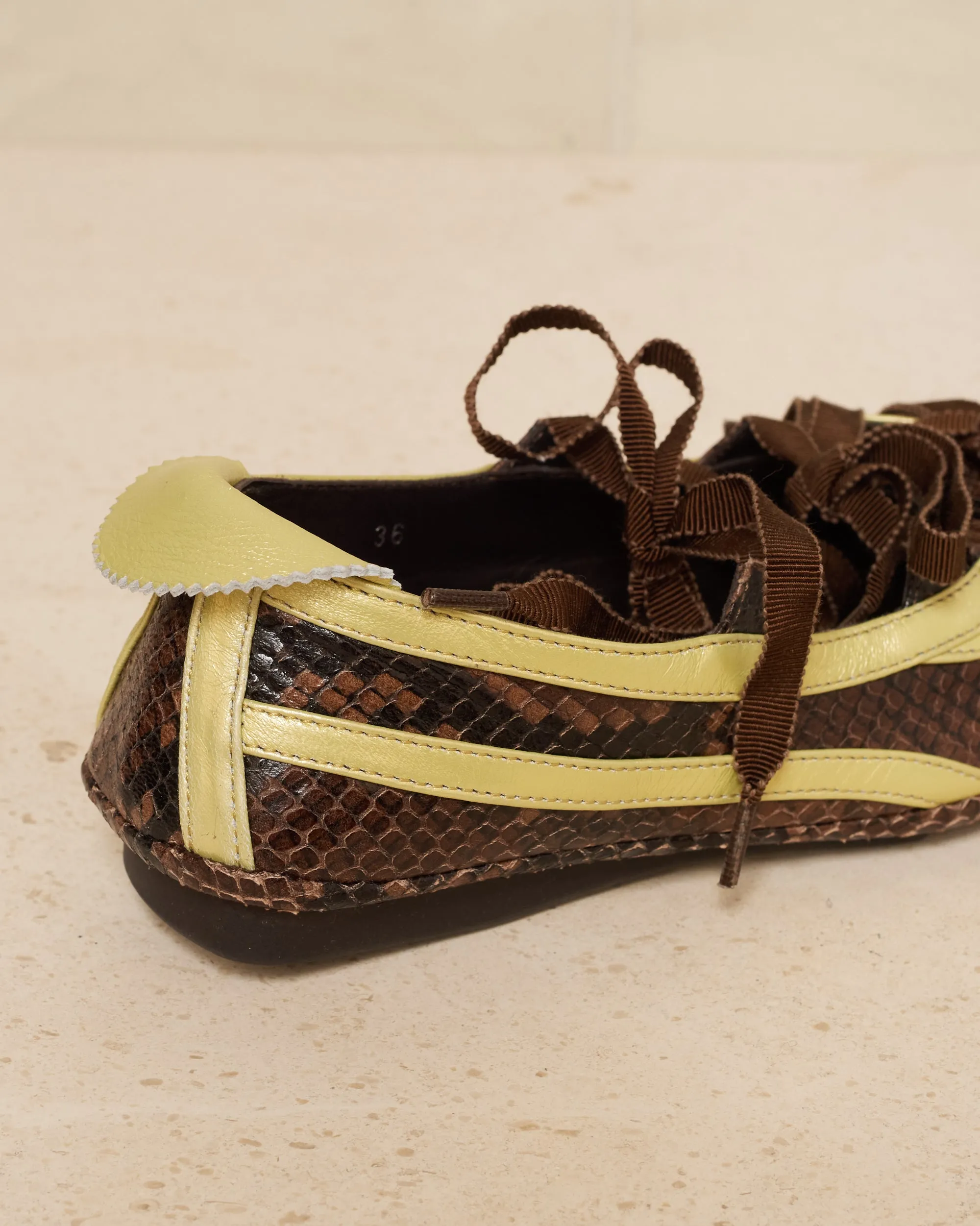 Brown Python Lella Hybrid Ballerina Shoe