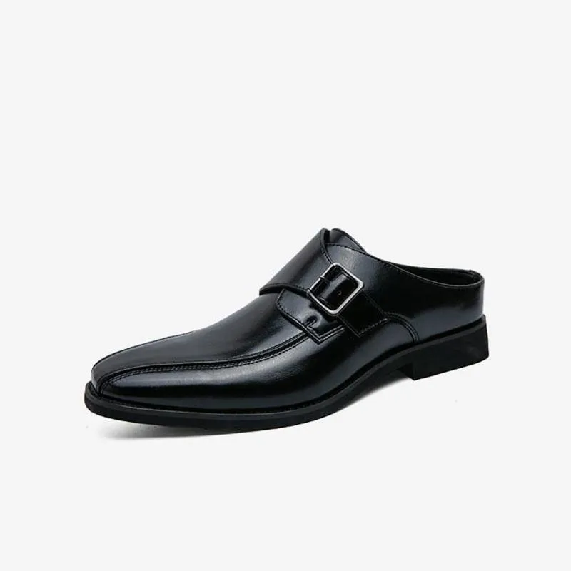 Buckle Punk Round Toe Slip On Shoe