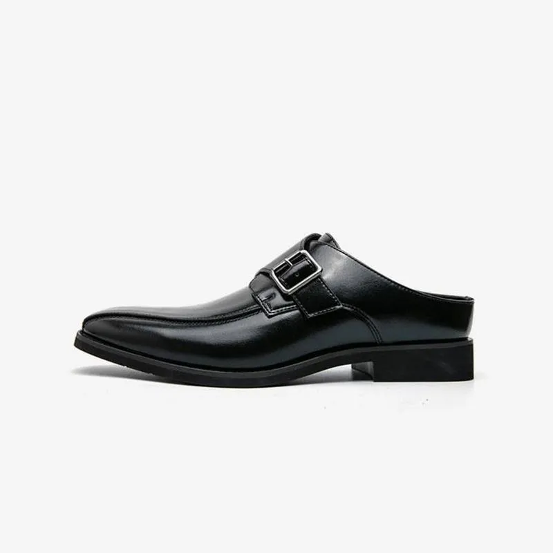 Buckle Punk Round Toe Slip On Shoe