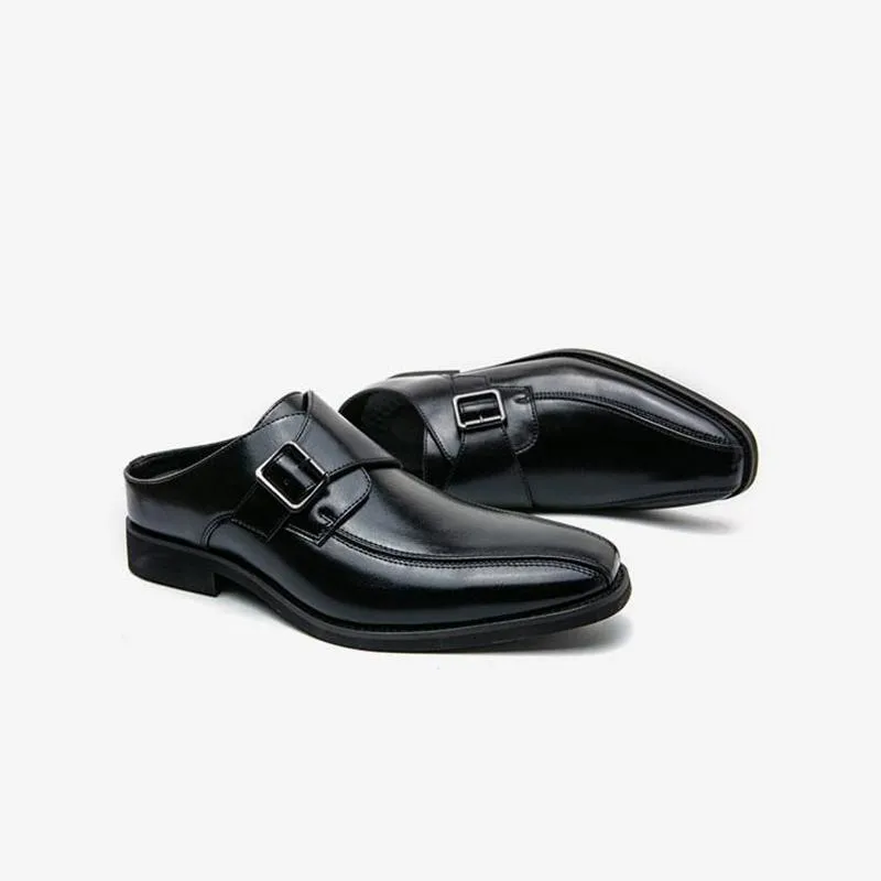 Buckle Punk Round Toe Slip On Shoe