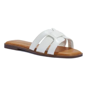 CARYS WHITE STRAPPY SLIDERS