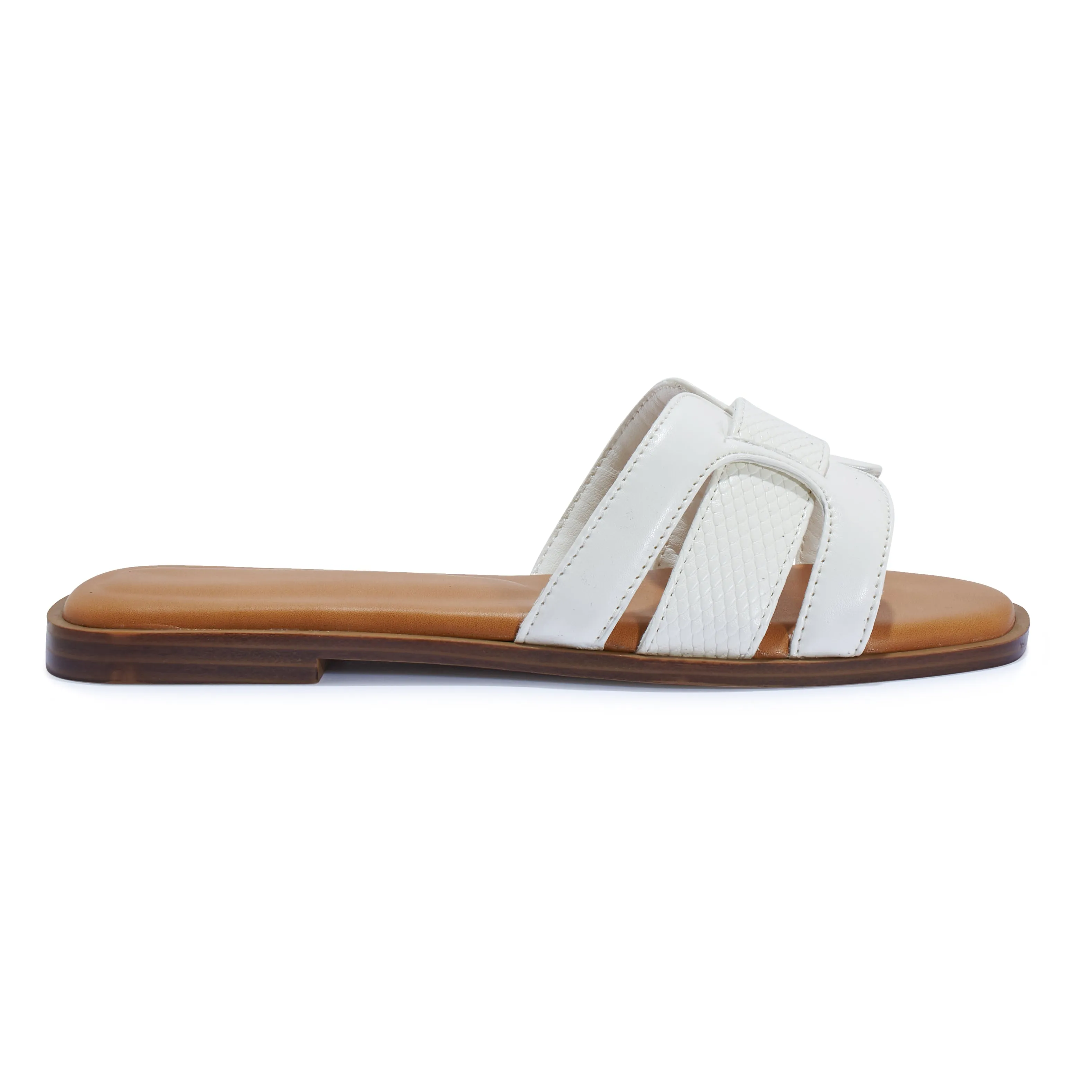 CARYS WHITE STRAPPY SLIDERS