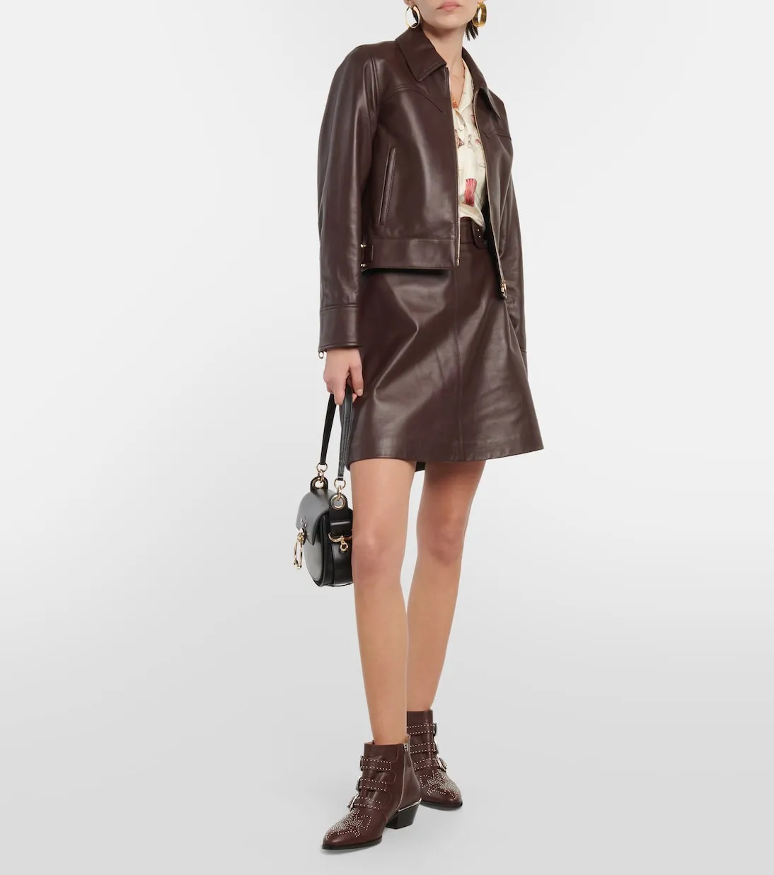Chloé studded leather susan ankle boots, brown