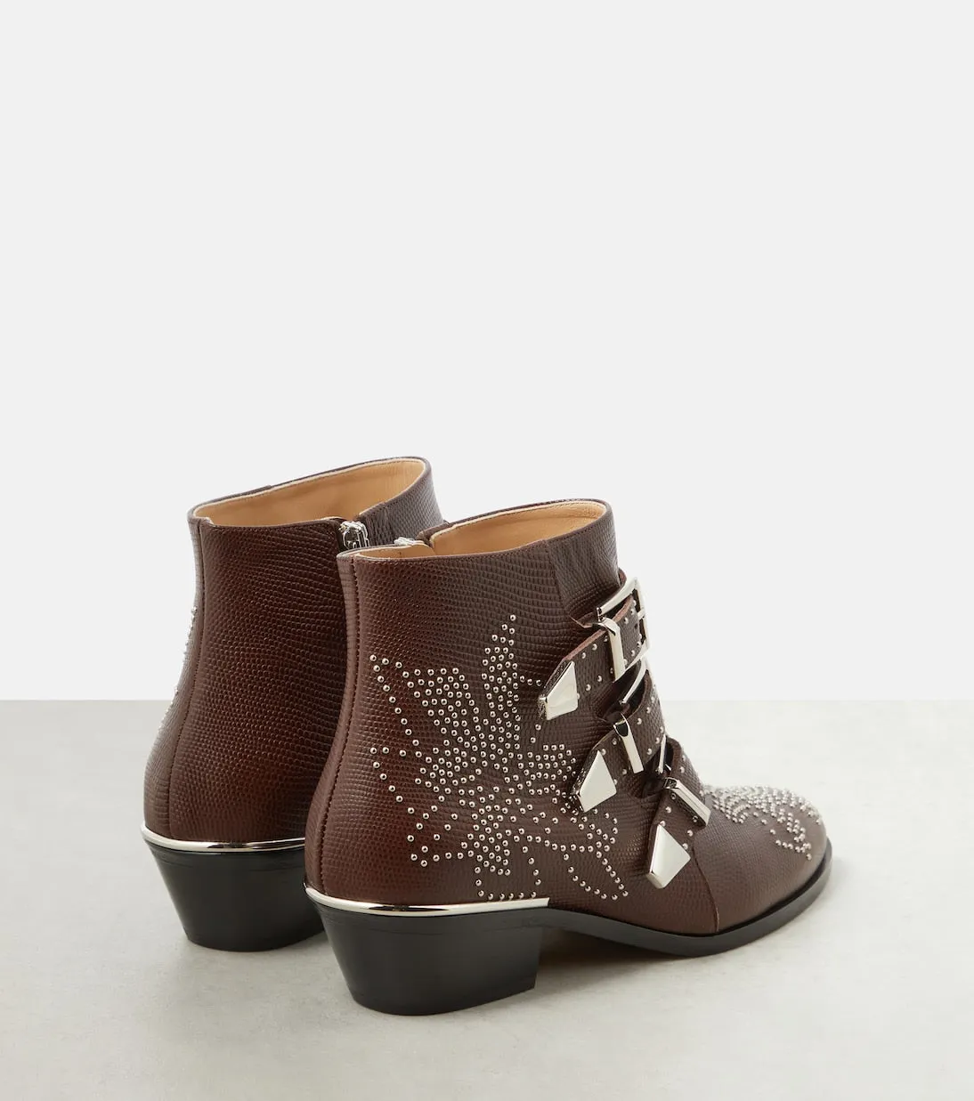 Chloé studded leather susan ankle boots, brown