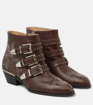 Chloé studded leather susan ankle boots, brown