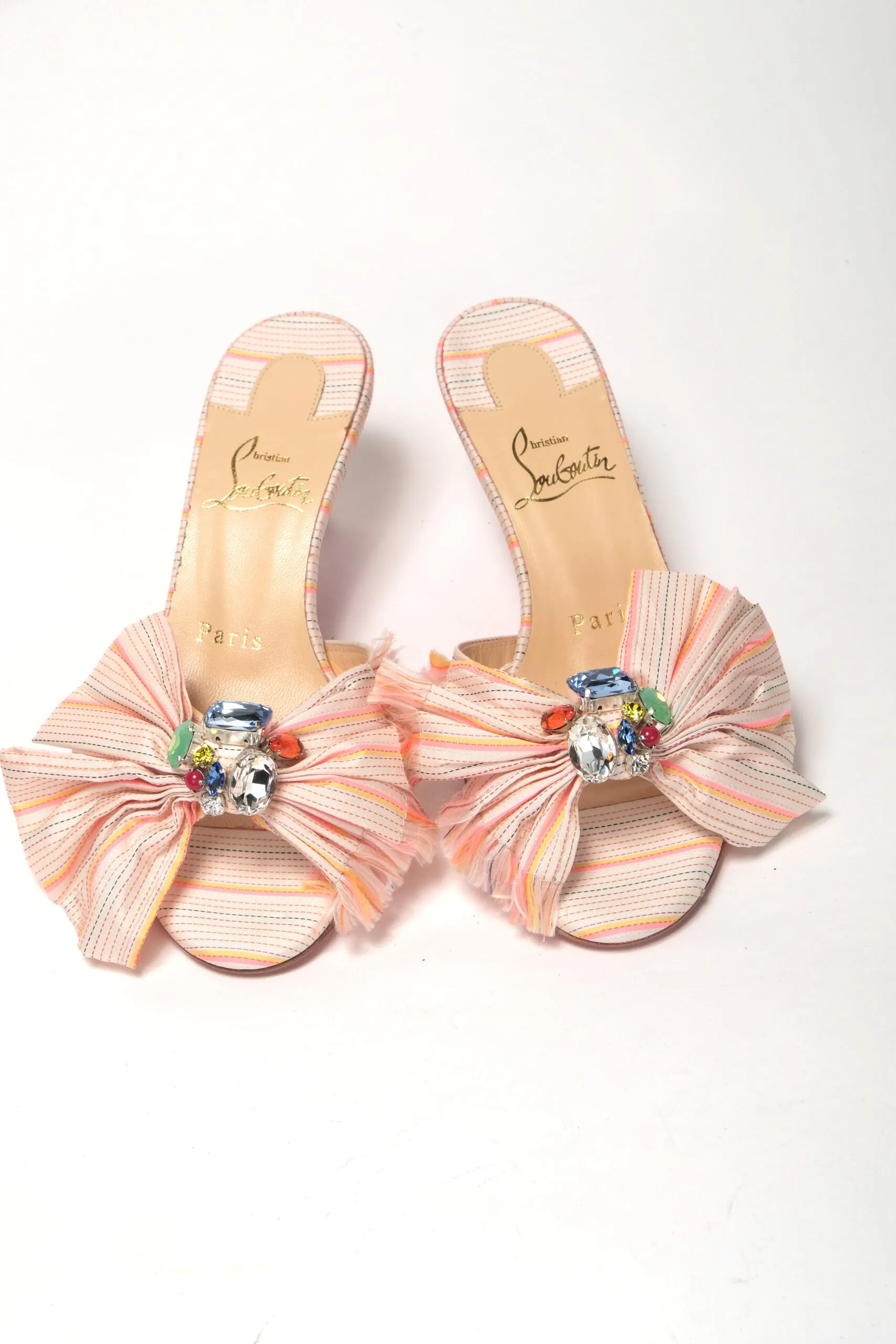 Christian Louboutin Multicolor Kitten Heel Studded Flat Shoes