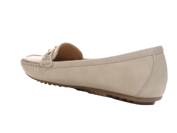 Damen Slipper Halbschuhe Ballerina Loafer Mokassins Slip On Flats Freizeit Beige # 954
