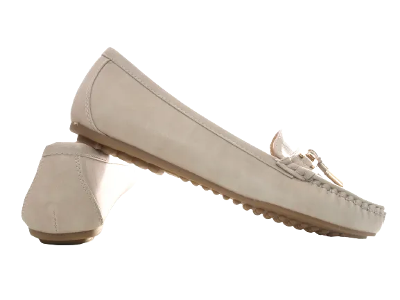 Damen Slipper Halbschuhe Ballerina Loafer Mokassins Slip On Flats Freizeit Beige # 954