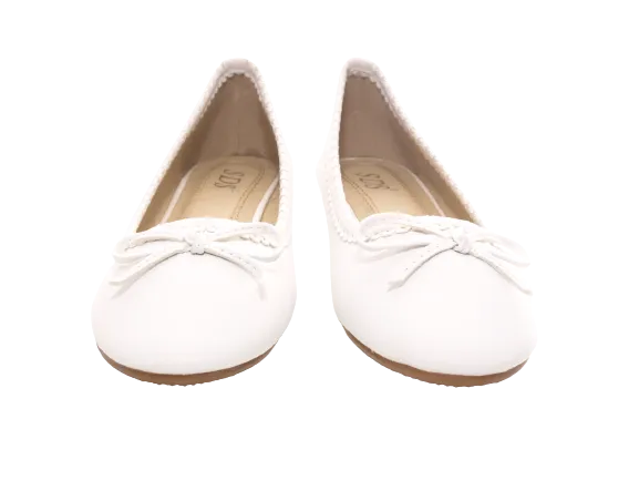 Damen Slipper Keilabsatz Ballerina Loafer Mokassins Slip On Flats Freizeit White # 1049