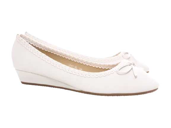 Damen Slipper Keilabsatz Ballerina Loafer Mokassins Slip On Flats Freizeit White # 1049