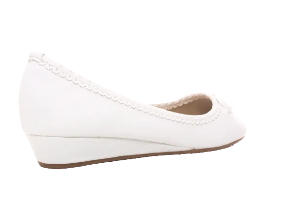 Damen Slipper Keilabsatz Ballerina Loafer Mokassins Slip On Flats Freizeit White # 1049