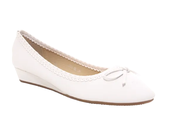 Damen Slipper Keilabsatz Ballerina Loafer Mokassins Slip On Flats Freizeit White # 1049