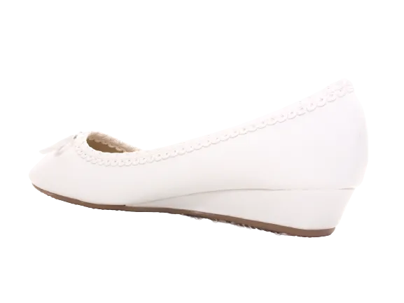 Damen Slipper Keilabsatz Ballerina Loafer Mokassins Slip On Flats Freizeit White # 1049