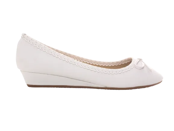 Damen Slipper Keilabsatz Ballerina Loafer Mokassins Slip On Flats Freizeit White # 1049