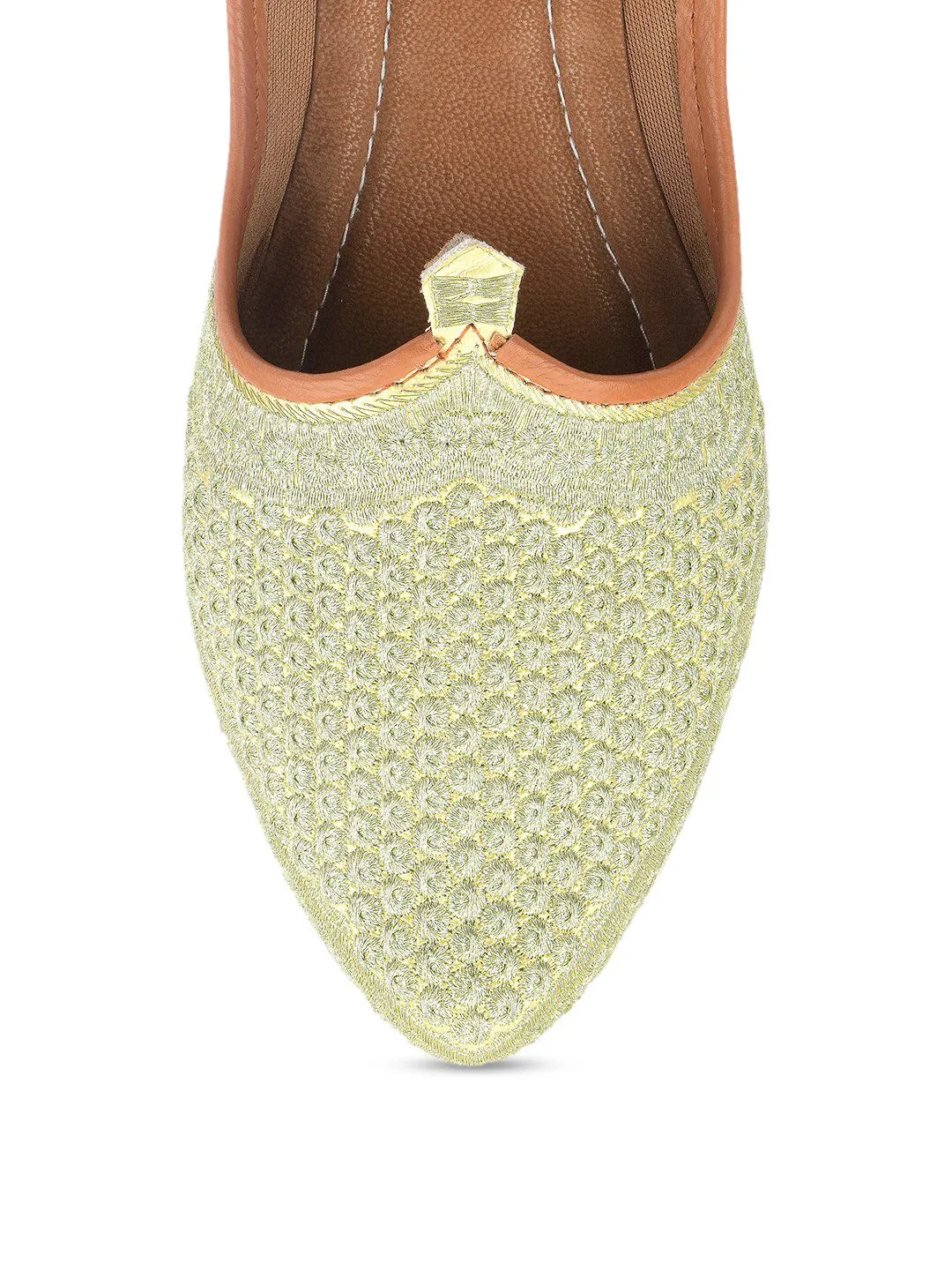 DESI COLOUR Men Gold-Toned Woven Design Mojaris