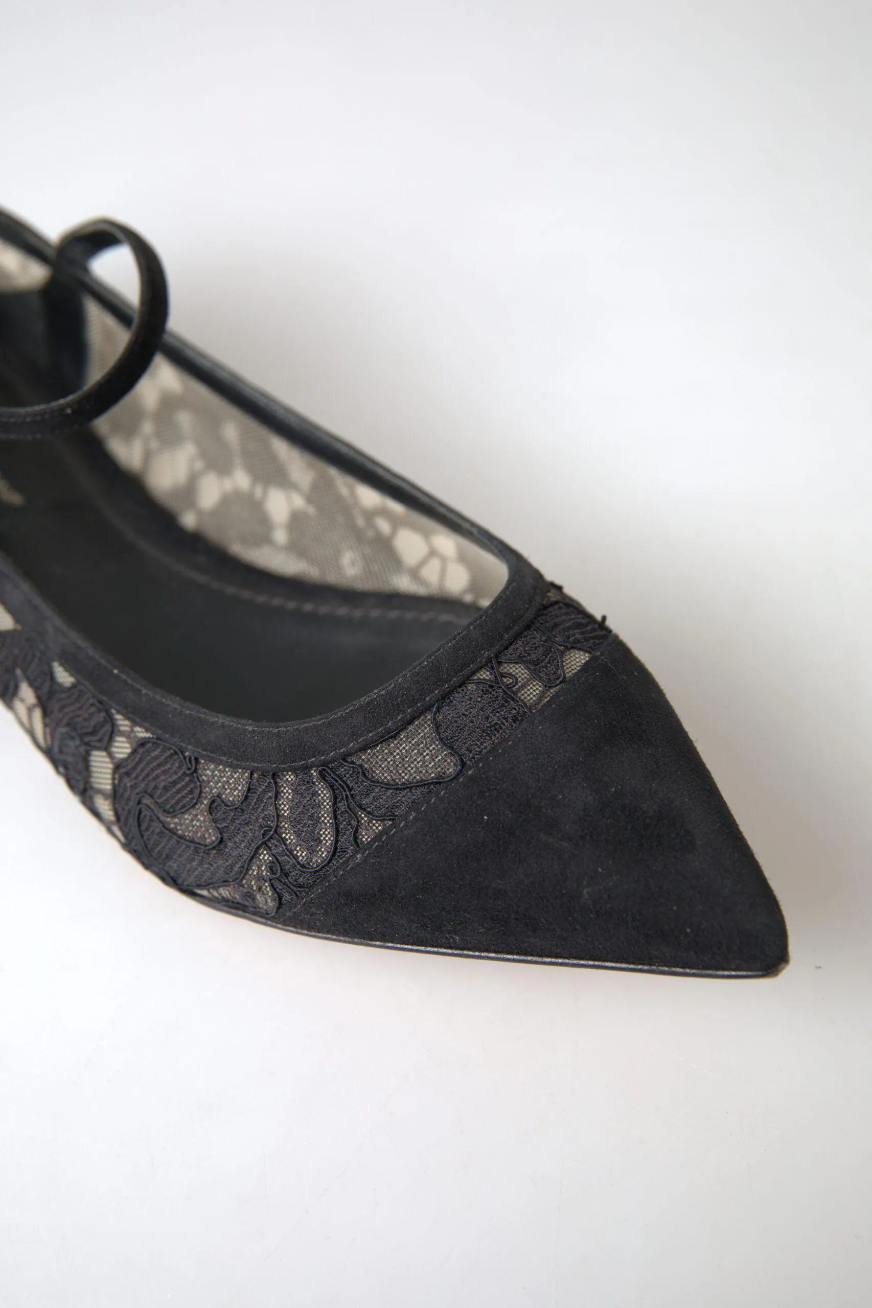 Dolce & Gabbana Black Lace Loafers Ballerina Flats Shoes