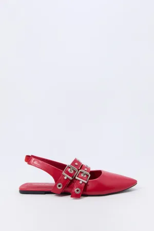 Double Buckle Slingback Flats