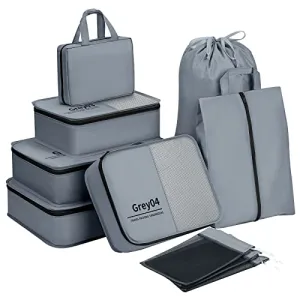 Easortm Packing Cubes for Travel, Luggage Organizer for Suitcase 10 Set Travel Packing Organizer with Laundry Bag, Portable Suitcase Organizer for Travel Essentials. (Grey)