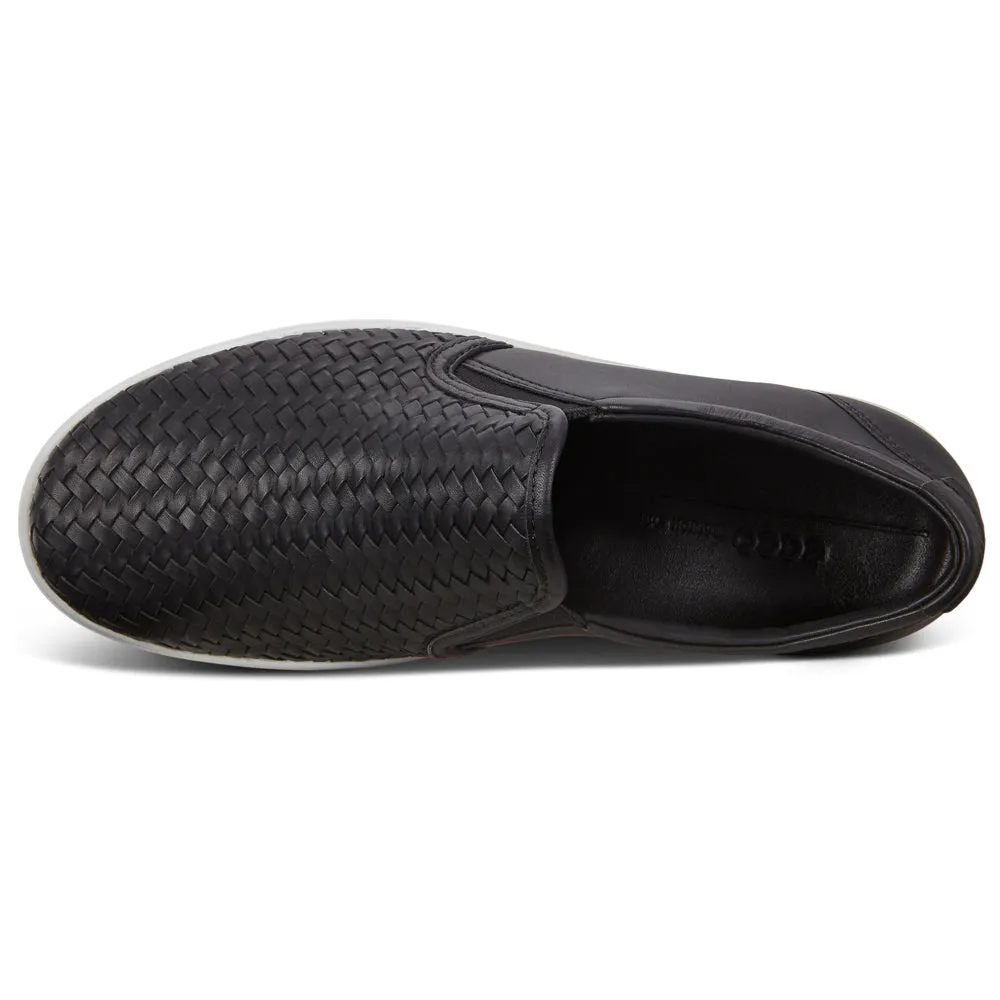 Ecco Soft 7 Woven Black Leather Slip-On (Women's)