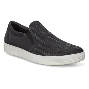 Ecco Soft 7 Woven Black Leather Slip-On (Women's)
