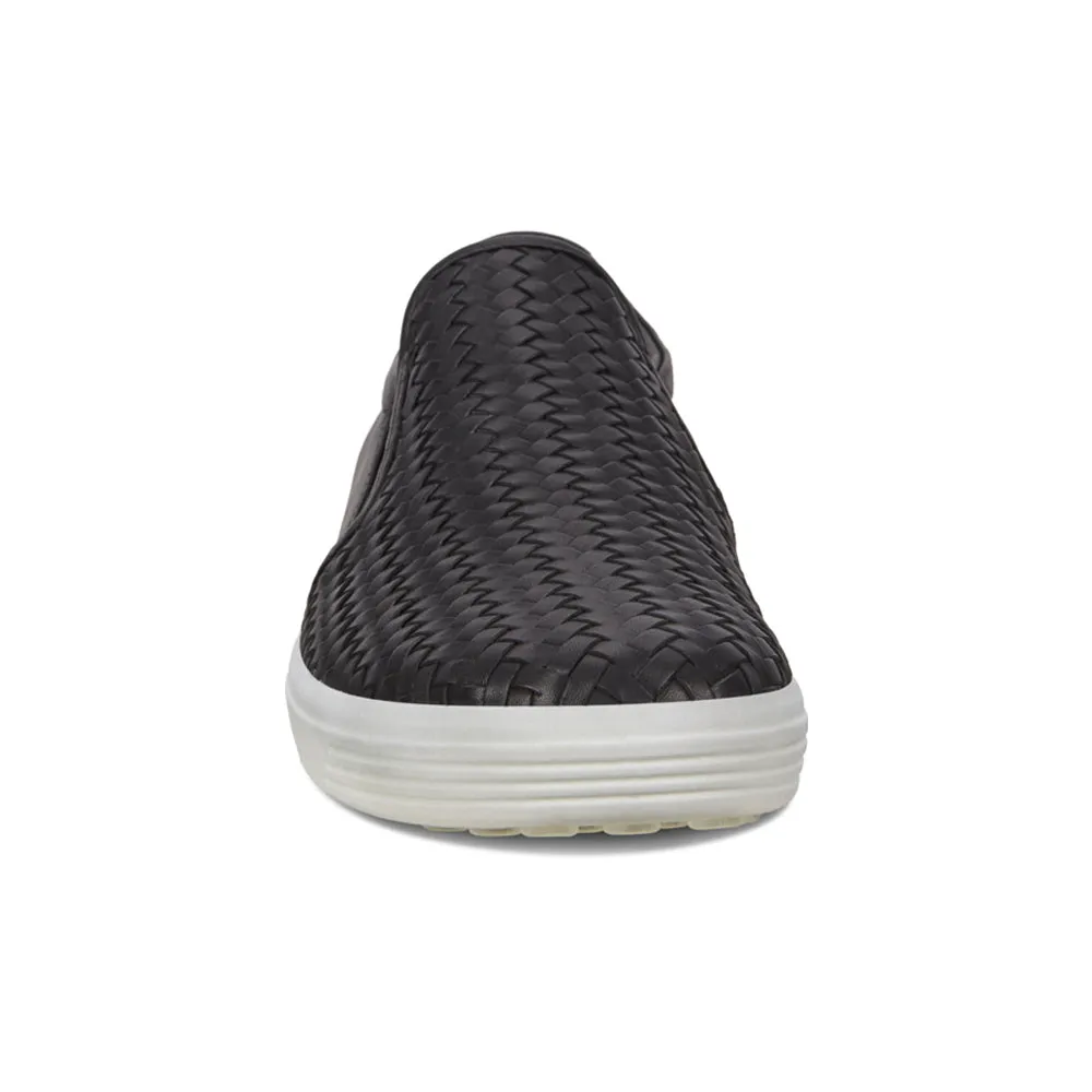 Ecco Soft 7 Woven Black Leather Slip-On (Women's)