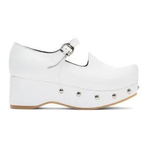 Flat Apartment White Pointed Toe Mary Jane Ballerina Flats