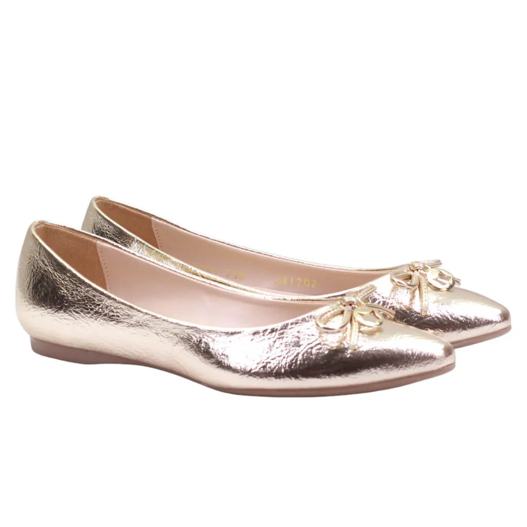 Flats para dama con moño delgado de adorno