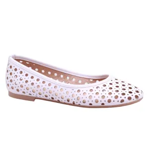 Flats para dama de punta redonda y corte con perforaciones circulares