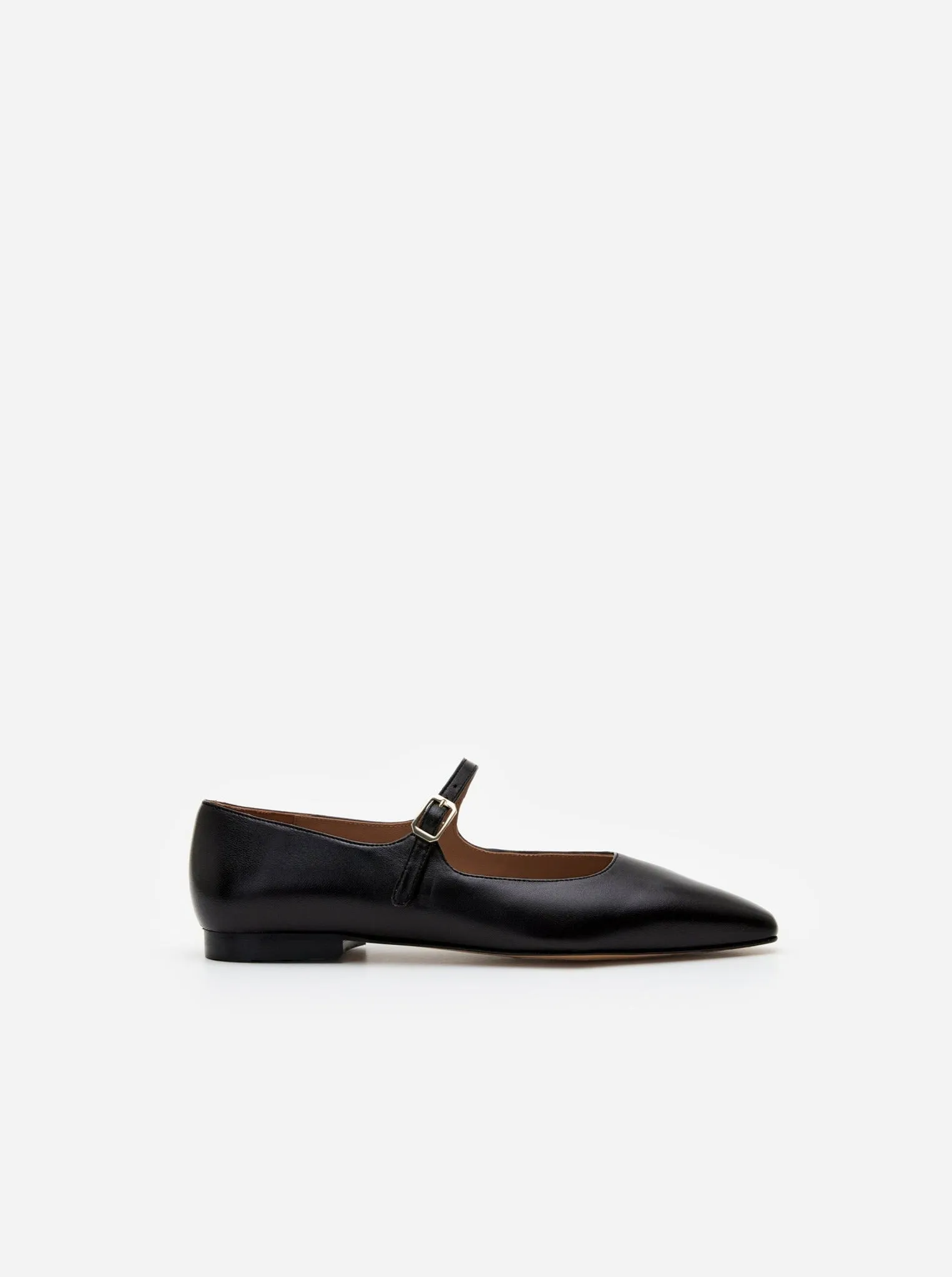 Flattered Camila Black Leather Ballet Flats