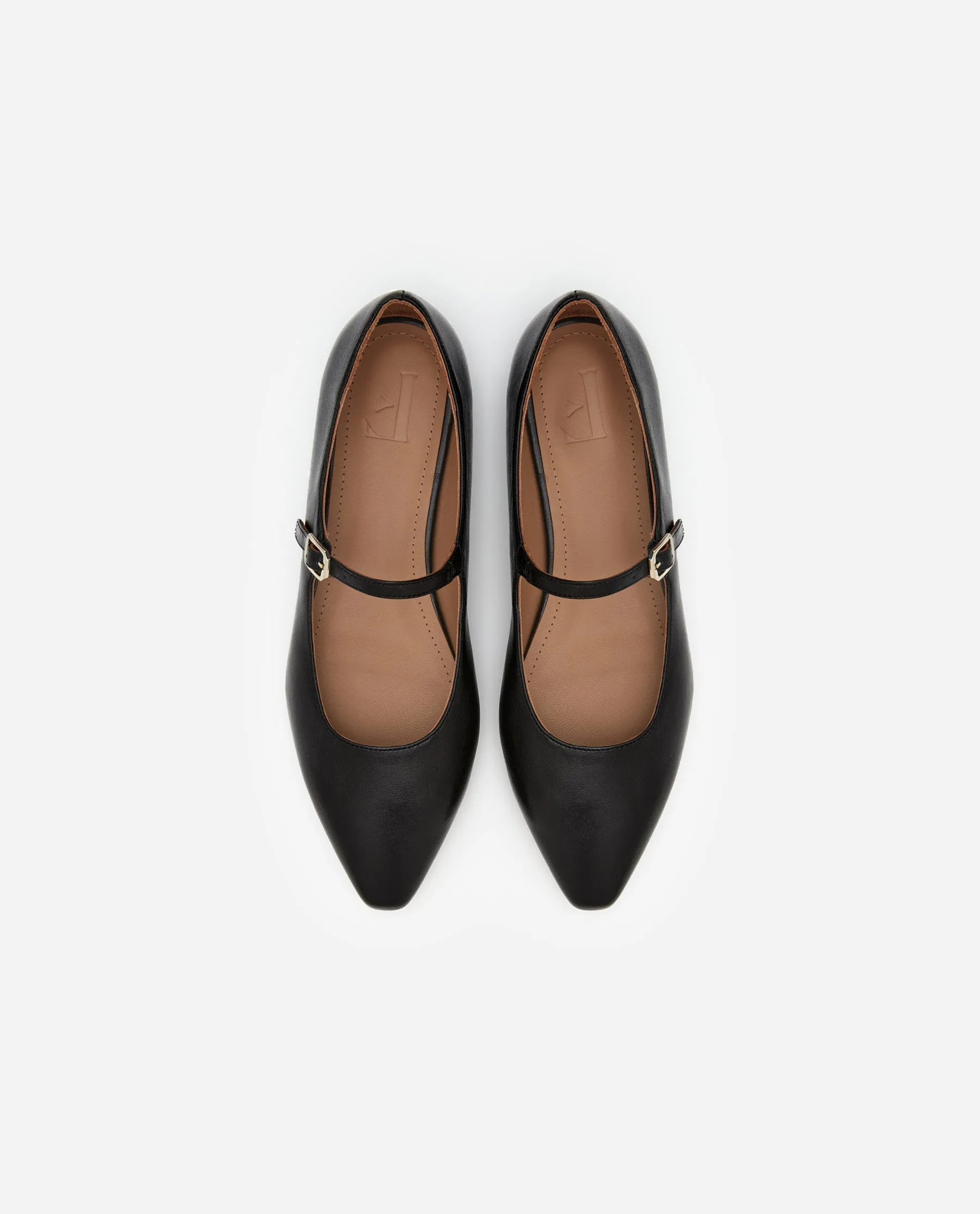 Flattered Camila Black Leather Ballet Flats