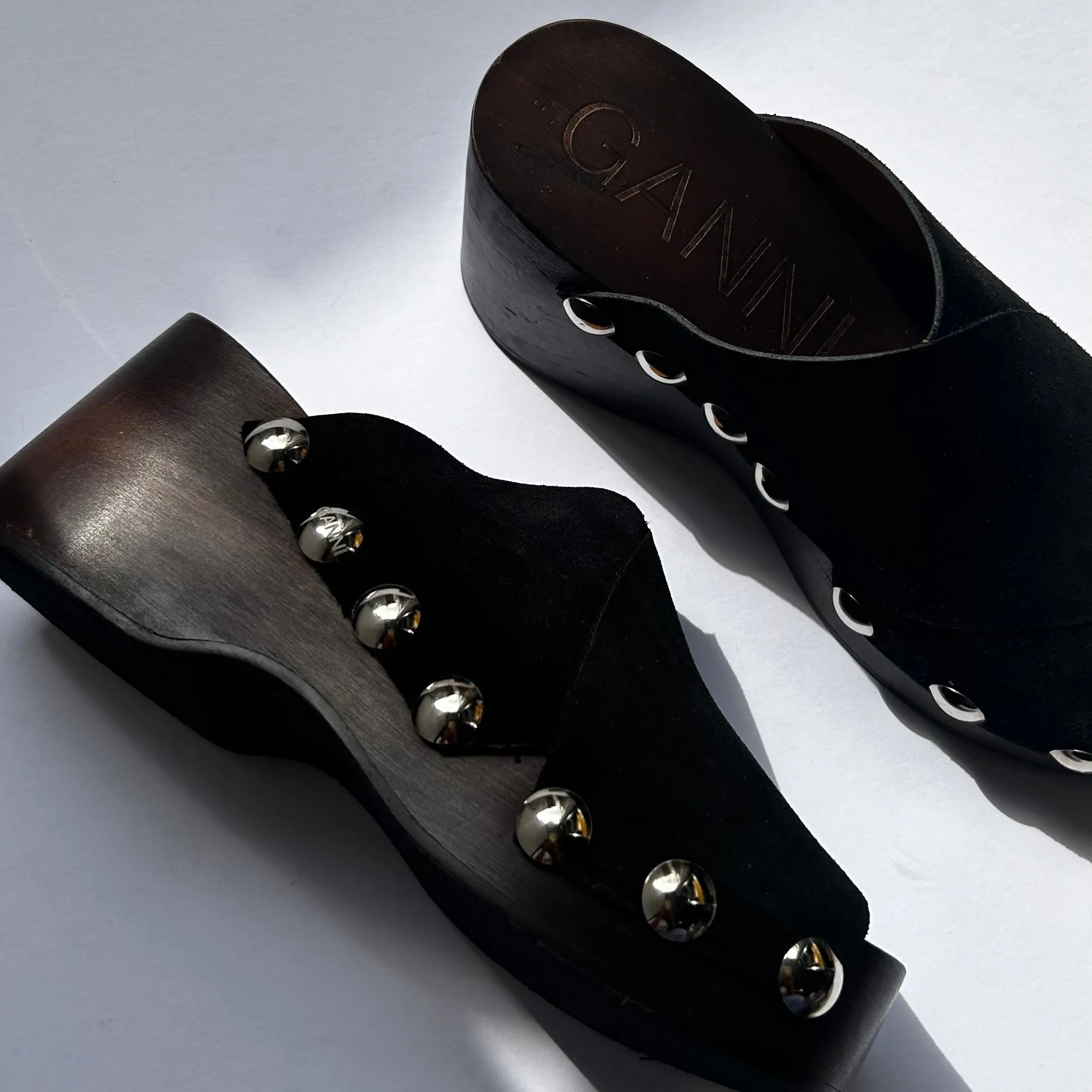 Ganni Black Studded Mules