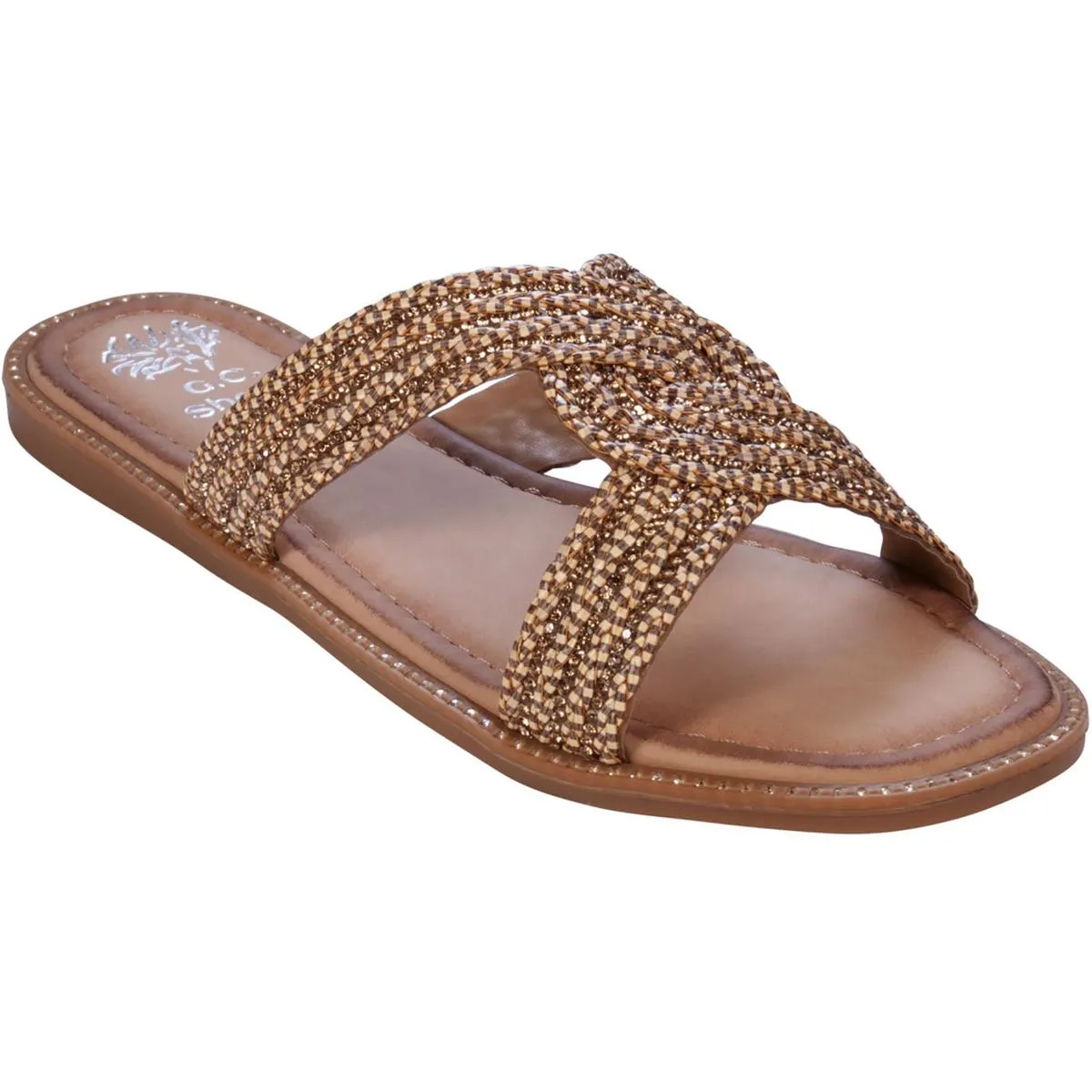 GC Shoes Womens JANELL Embellished Woven Slide Sandals