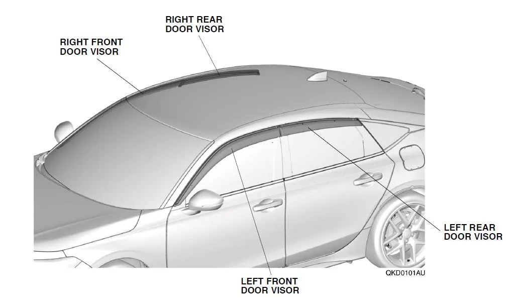 Genuine Honda 2022  Civic Hatchback Door Visors, Black