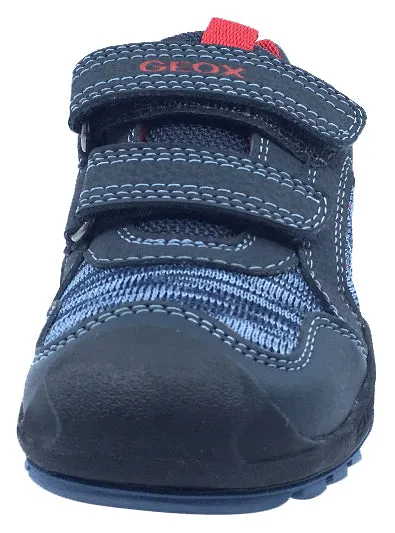 GEOX Boy's Savage Hook and Loop Closure Sneaker Tennis Shoes, Navy/Red