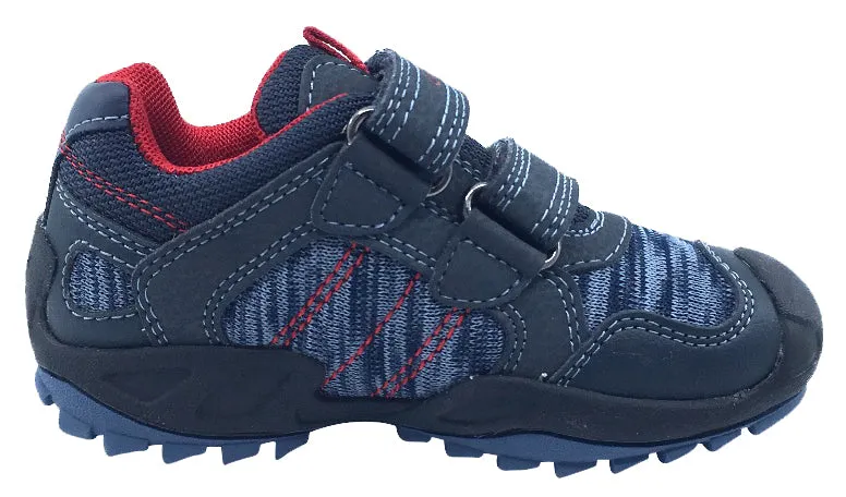 GEOX Boy's Savage Hook and Loop Closure Sneaker Tennis Shoes, Navy/Red