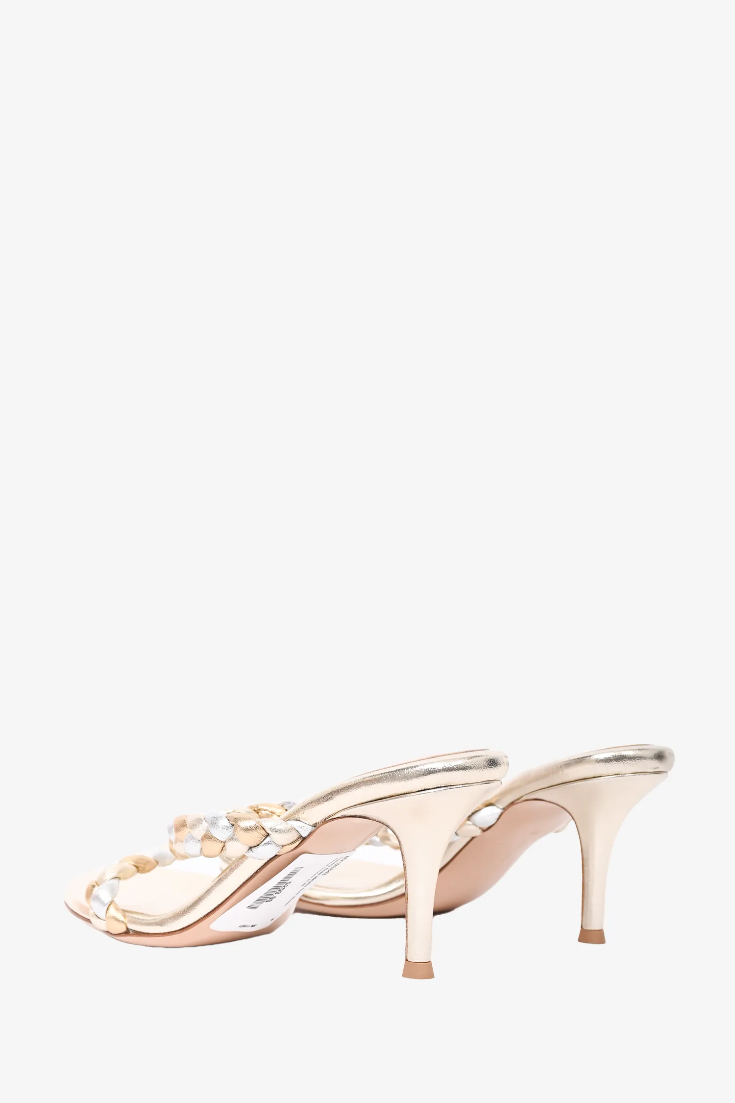 Gianvito Rossi Metallic Gold Woven Healed Sandals Size 38