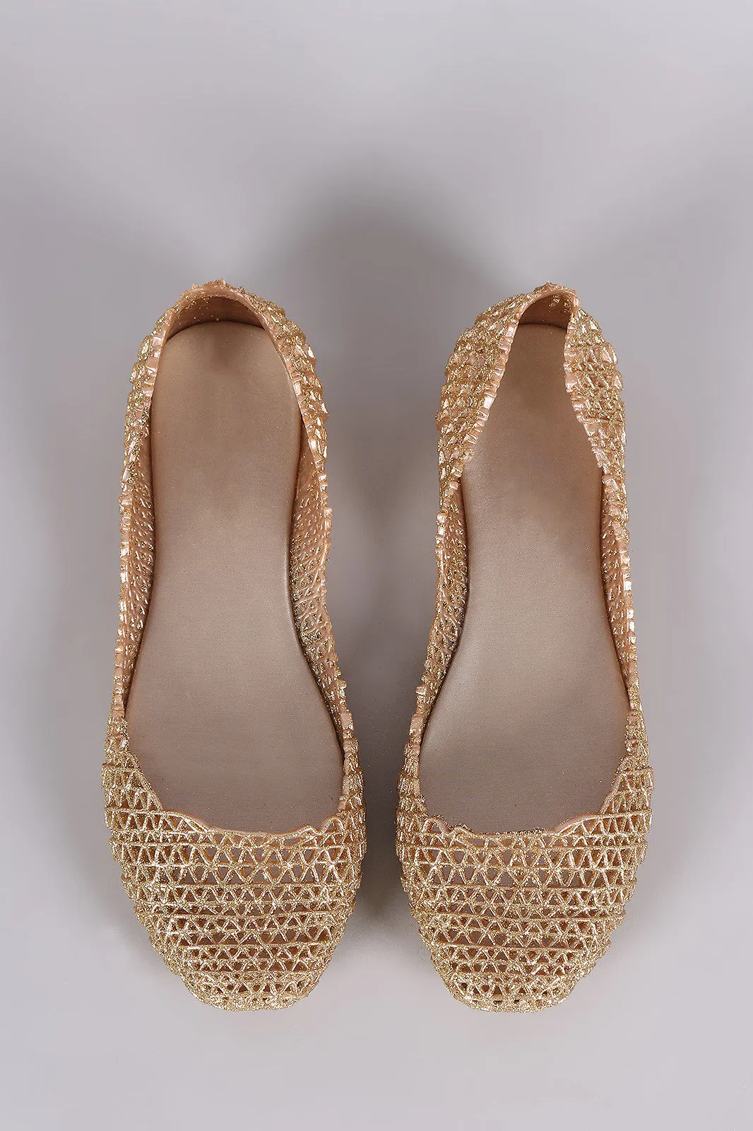 Glitter Woven Slip-On Jelly Flat