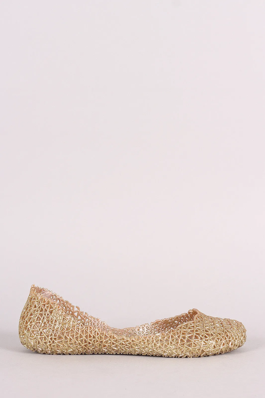 Glitter Woven Slip-On Jelly Flat