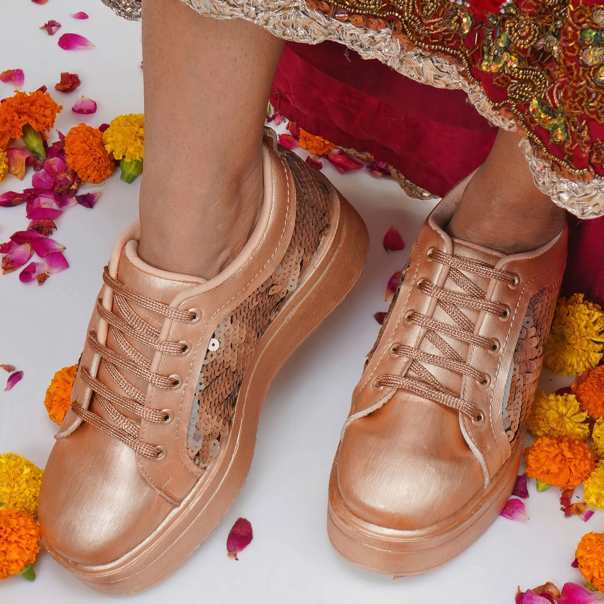 Golden Glitz Heel Sneakers