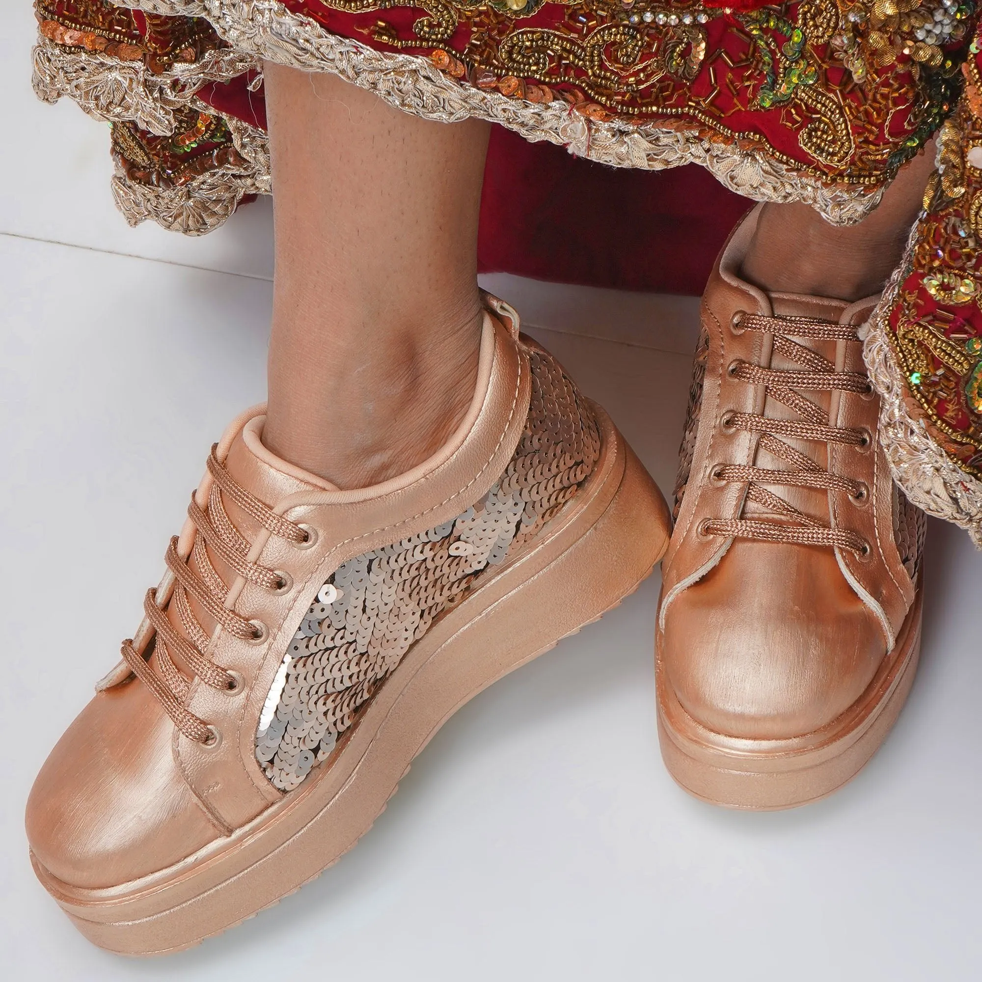 Golden Glitz Heel Sneakers