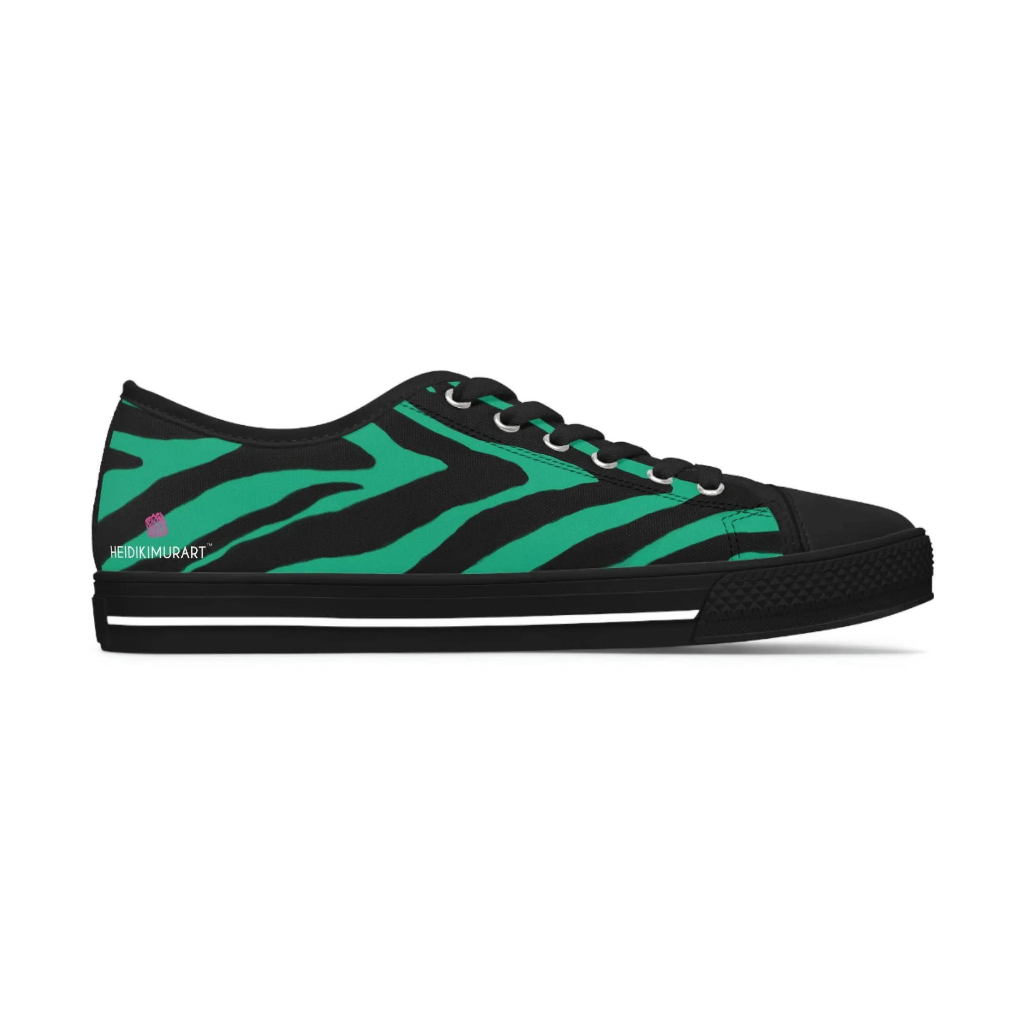 Green Zebra Print Ladies' Sneakers, Best Zebra Striped Animal Print Designer Women's Low Top Sneakers